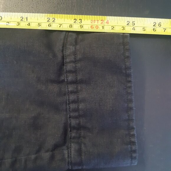 Eddie Bauer SZ M 100% Linen Mandarin Collar Men's Button Up Black Shirt - Picture 11 of 12